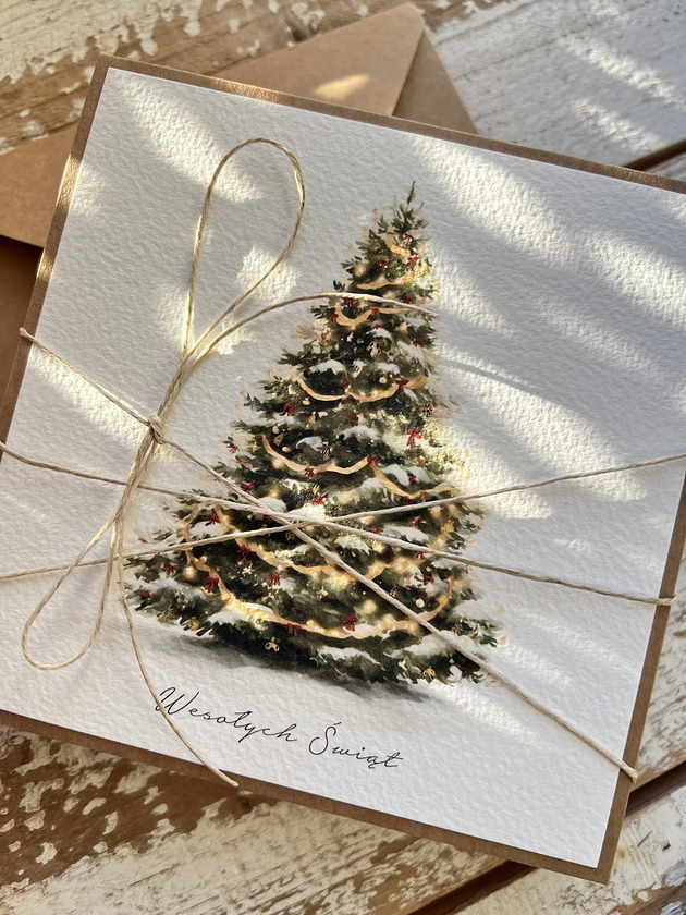 kartki świąteczne Kartka świąteczna ręcznie robiona na Boże Narodzenie choinka BN