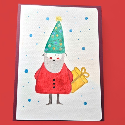 kartki okolicznościowe - wydruki Kartka ręcznie malowana z Mikołajem