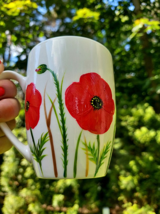 kubki Kubek ręcznie malowany Maki, wzór  B