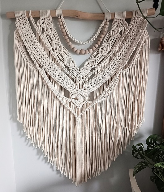 makramy OD RĘKI Makrama Salsa 68 cm ecru