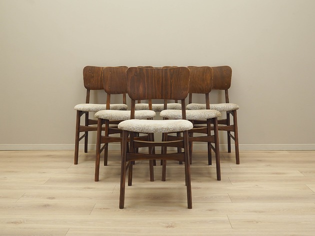 krzesła Komplet sześciu krzeseł, duński design, lata 60, produkcja: Dania