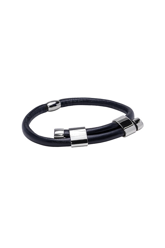 chokery Regulowany choker z czarnej skóry i błyszczącej stali