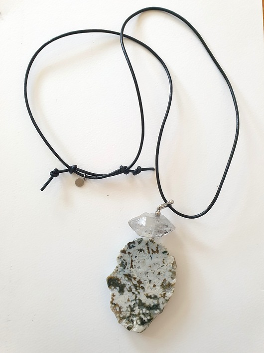 wisiory Wisior RAW kryształ herkimer, jaspis czerwony