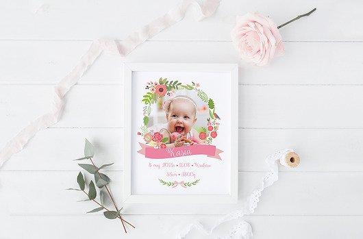 Spersonalizowana metryczka z imieniem dziecka PRINTLOVE