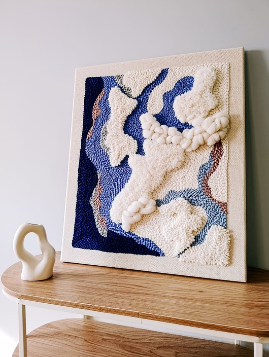 obrazy Obraz tekstylny punch needle "Wielki błękit" NA ZAMÓWIENIE