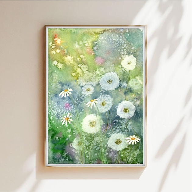 obrazy Oryginalna akwarela. Dmuchawce A4