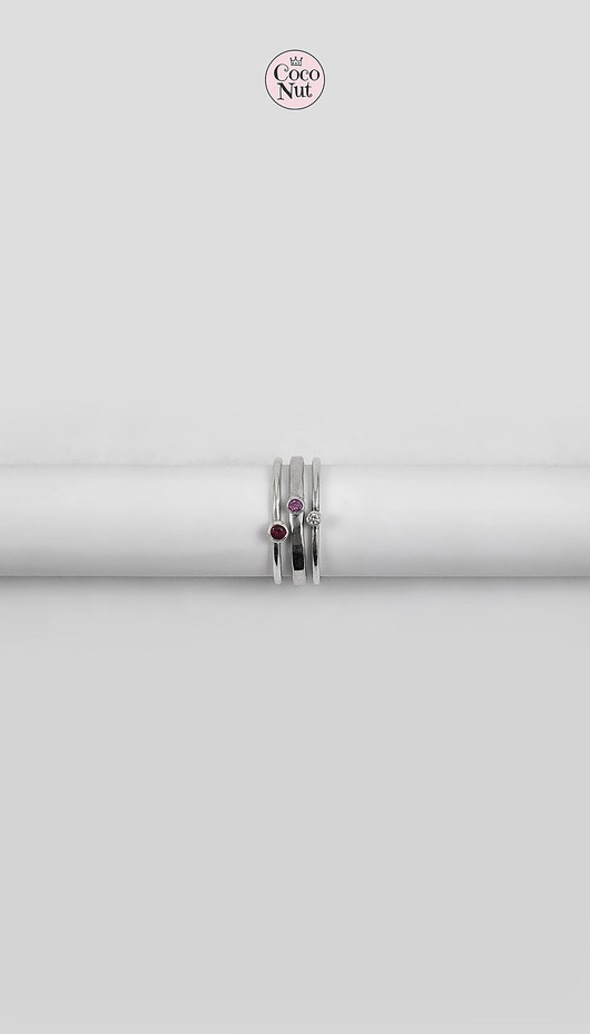 pierścionki srebrne Pierścionek TRIO topaz, rubin, turmalin - srebrne pierścionki