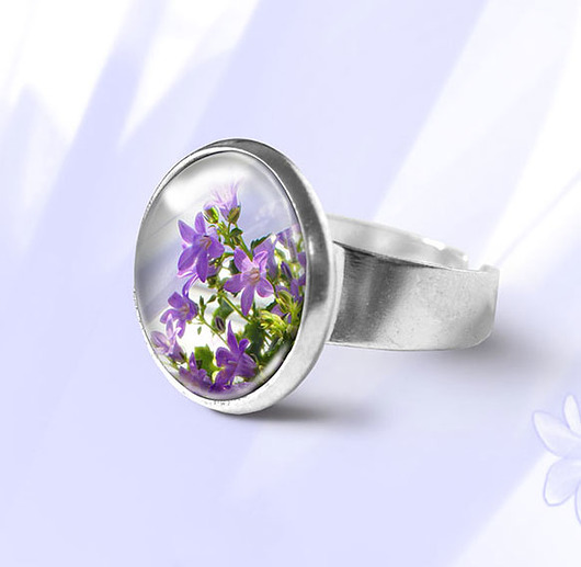 pierścionek z żywicy Pierścionek - Fioletowy kwiat