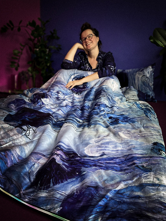 pościel POŚCIEL 1os. autorski print RAFA KORALOWA czarno-różowa 100% BAWEŁNA premium