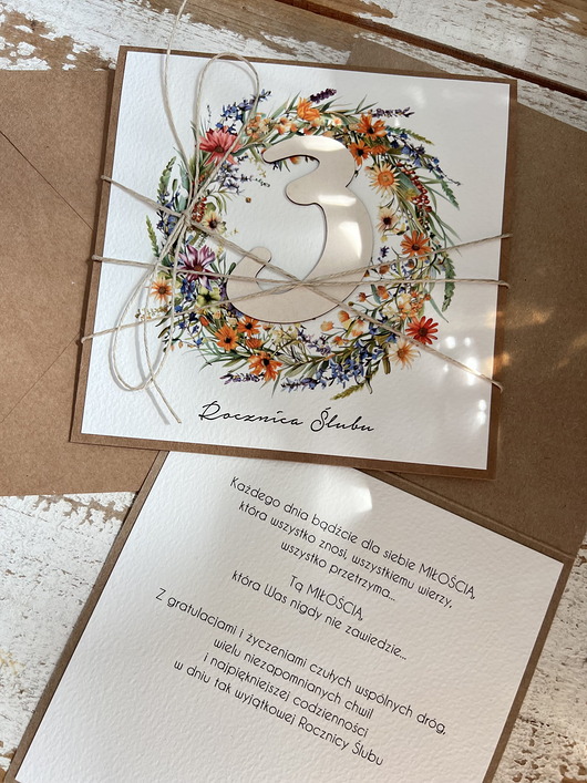 kartki scrapbooking Ręcznie robiona kartka na 3 rocznicę ślubu - trzecia rocznica ślubu