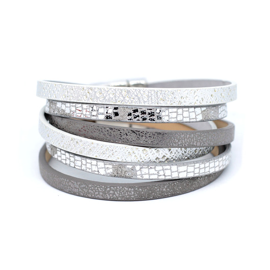 Bransoletka rzemienie Fun szaro-biała Kociokwik Jewelry