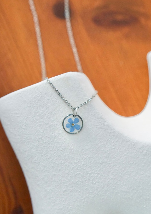 srebrne naszyjniki Naszyjnik z niezapominajkami