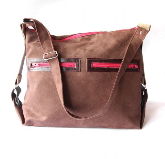 torba -  brown& leather&pink  - elfagado
