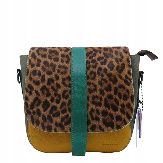 torby na ramię Torebka damska klasyczna skórzana regulowany pasek klapka wzór OLIVKA