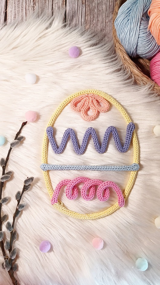 ozdoby wielkanocne Pisanka z włóczki - ozdoba na wielkanoc