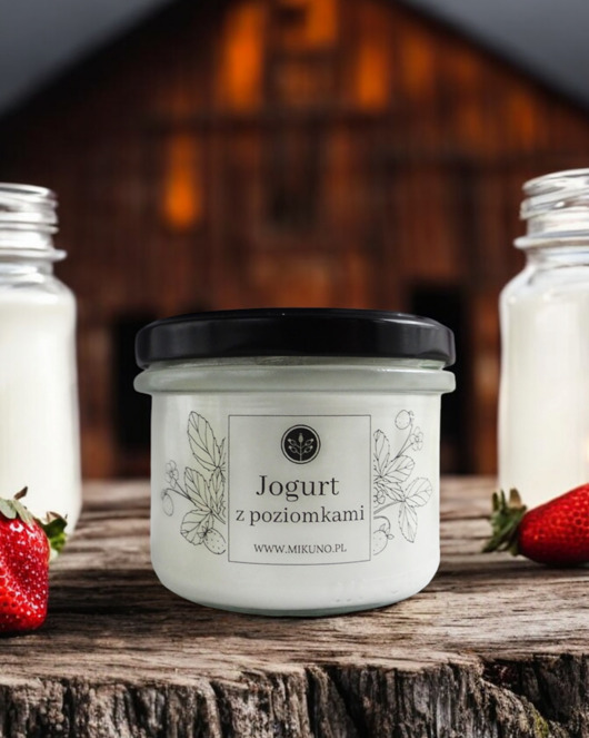 świece zapachowe Świeca sojowa JOGURT Z POZIOMKAMI 235 ml Mikuno