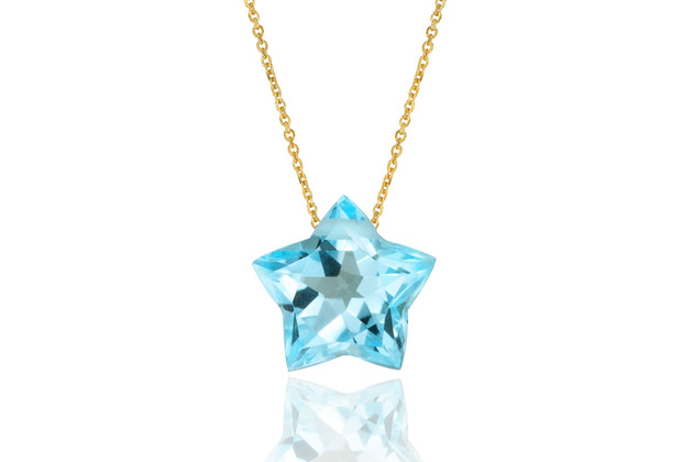 złote naszyjniki Naszyjnik Topaz Sky Blue Gwiazdka złoto 585