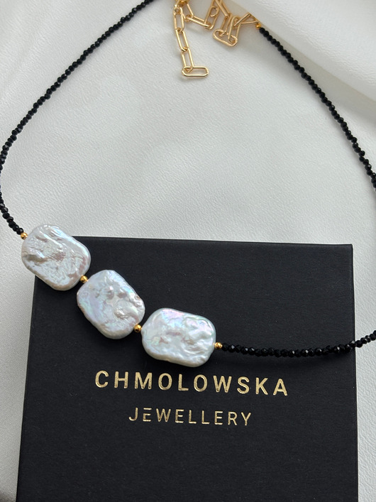 złote naszyjniki Naszyjnik Onyks z perłą