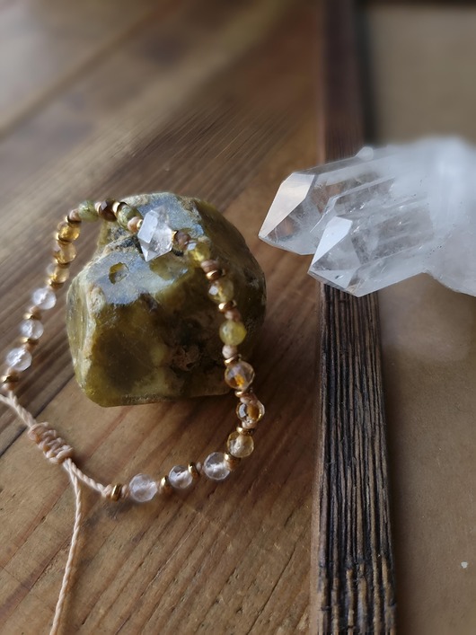bransoletki z kamieni naturalnych Bransoletka Herkimer, Granat Grossular, Cytryn, Kryształ Górski
