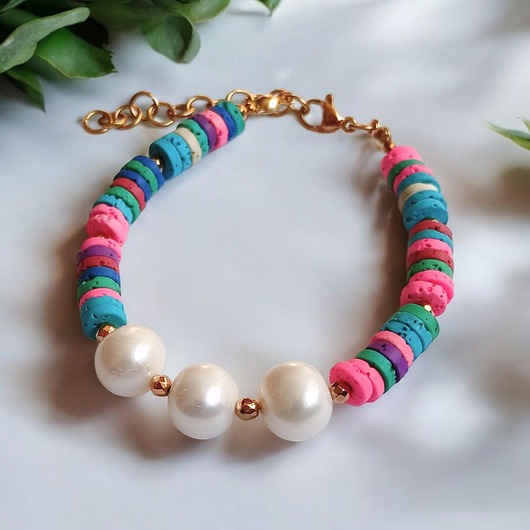 bransoletki z kamieni naturalnych SUMMER COLLECTION : bransoletka : PERŁY i lawa