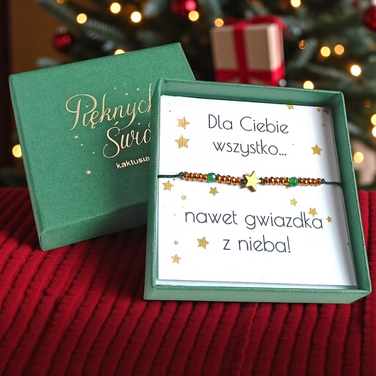 bransoletki z kamieni naturalnych Świąteczna bransoletka - pomysł na prezent - świąteczne pudełko - ZIELONA4