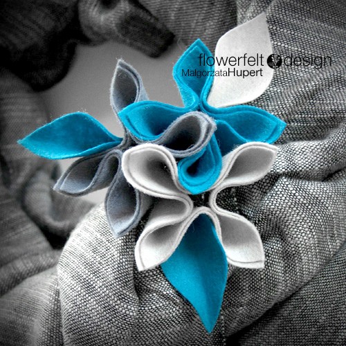 szarości z turkusem   FlowerFelt Design