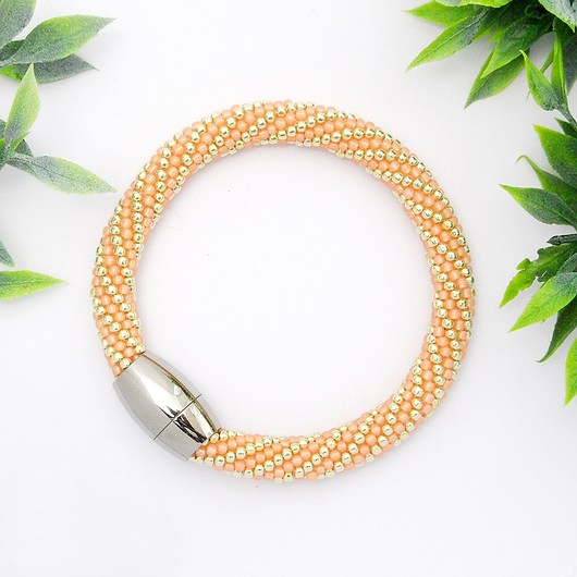  Bransoletka Koralikowa "Peachy Gloss" Ilovehandmade