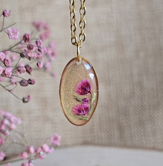 wisiory Wieczne kwiaty różowe prawdziwe kwiaty wisiorek gipsówka