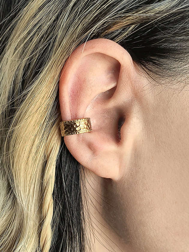 nausznice Nausznica  WILD  Gold srebro pozłacane fakturowane