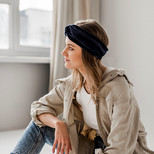 opaski do włosów Dark Grey Velvet Turban - Opaska
