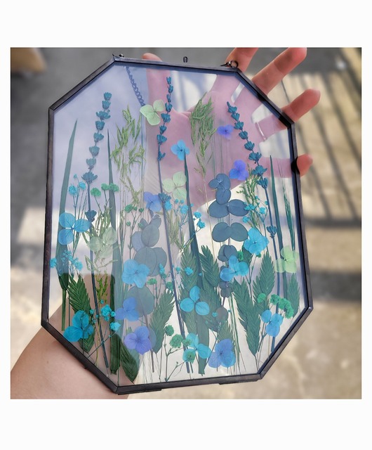 Ozdoby na ścianę Witraż z suszonymi kwiatami