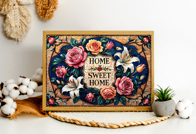 plakaty PLAKAT home sweet home dekoracja kwiaty prezent