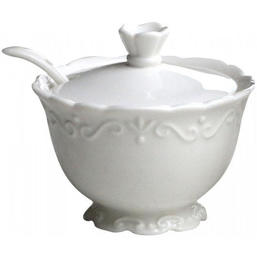 Cukiernica porcelanowa zdobiona z łyżeczką MIA home