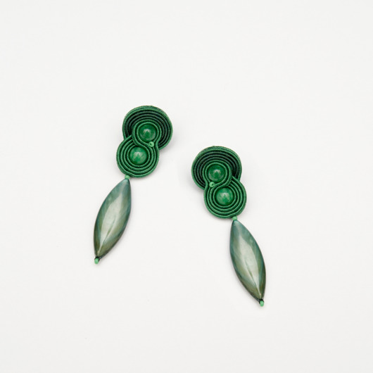 kolczyki soutache Zielone kolczyku sutasz wkrętki