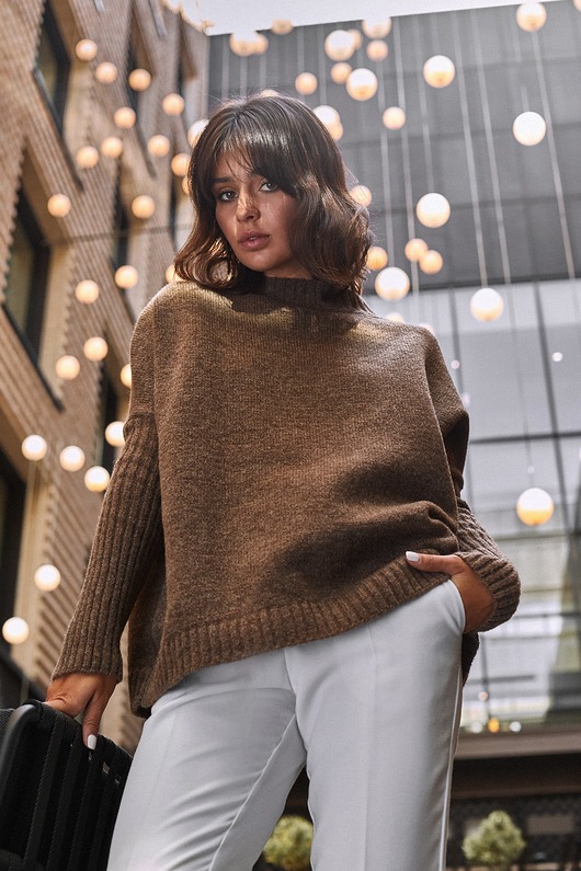 swetry damskie Sweter - karmelowy (BK-009)