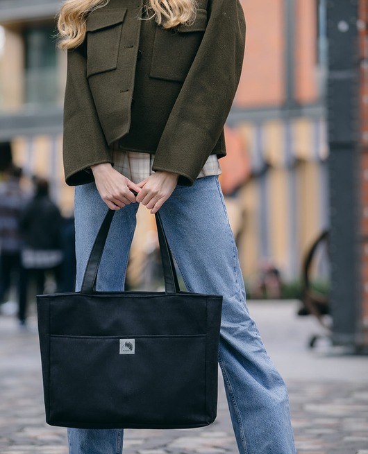 torby na ramię Torba NA LAPTOP Shopper z czarnego nubuku tapicerskiego