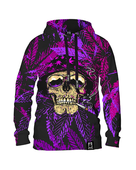 bluza z kapturem damska Damska Bluza z kapturem Cannabis Skull Pink