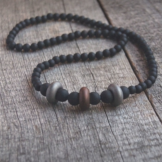 naszyjnik MĘSKI :: blackstone & hematite kaktusia