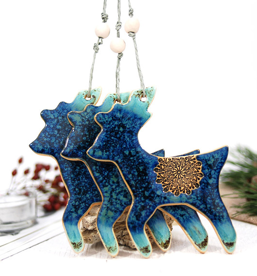 ozdoby choinkowe Duży ceramiczny renifer - ozdoba choinkowa