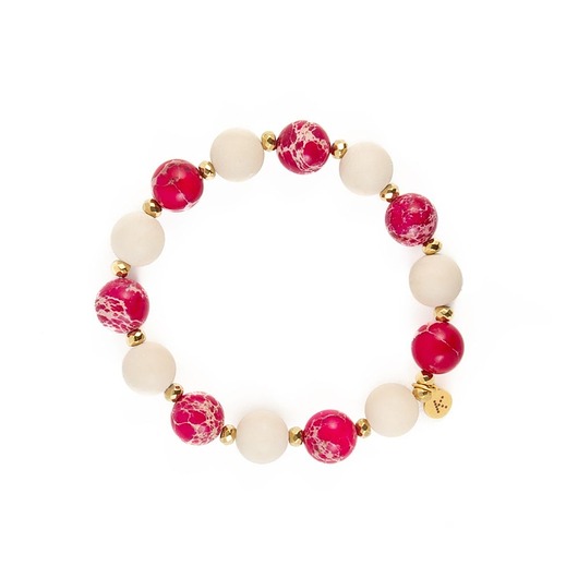 bransoletki z kamieni naturalnych Bransoletka Kremowo - Amarantowa