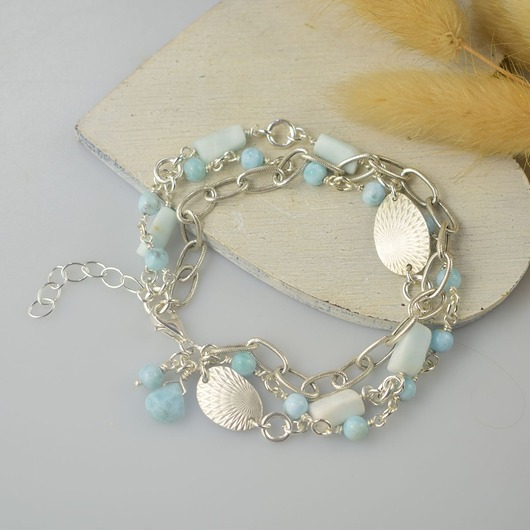 bransoletki z kamieni naturalnych Larimar - srebrna bransoletka