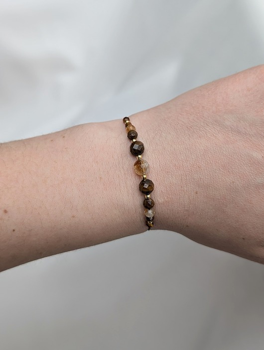 bransoletki z kamieni naturalnych Tygrysia bransoletka z cytrynem i złotem