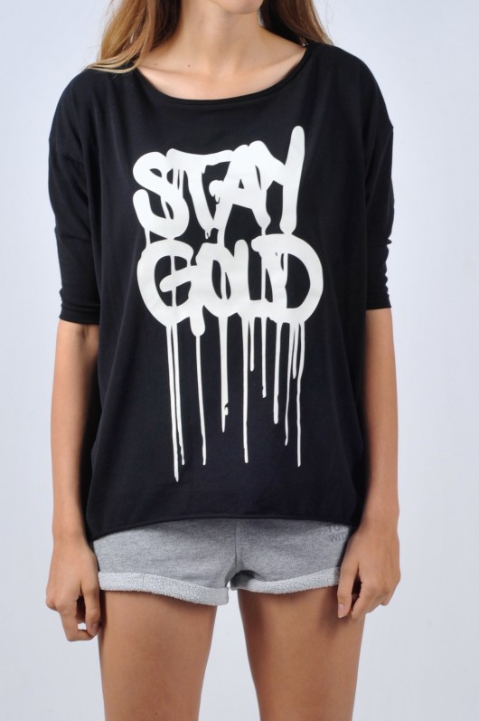 Stay gold tee black mint-and-pepper