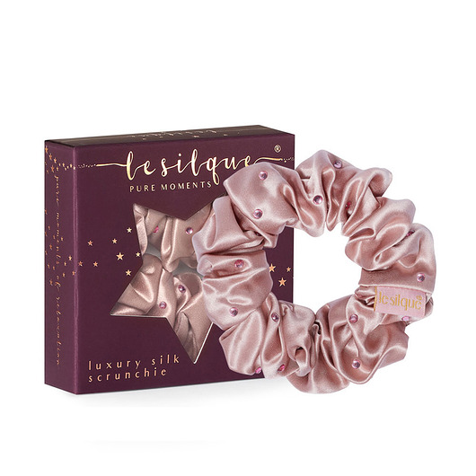 gumki do włosów LE SILQUE Gumka do włosów z jedwabiu z kryształkami - SUGAR PINK