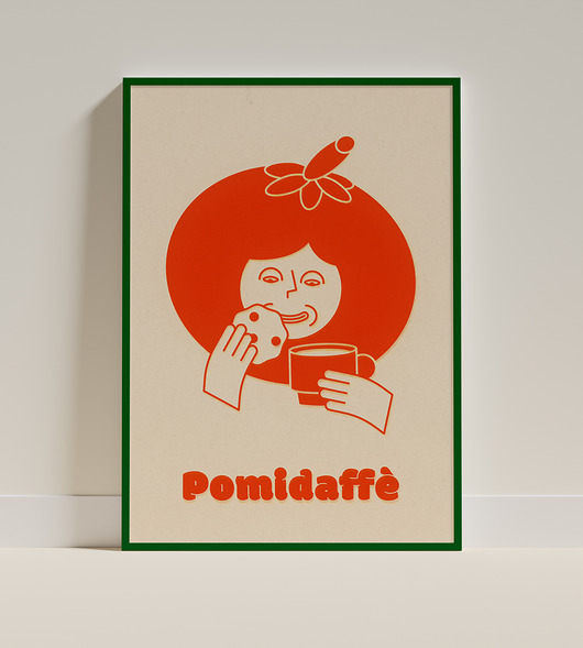 grafiki i ilustracje Pomidaffe  plakat retro dla miłośników kawy i pomidorów