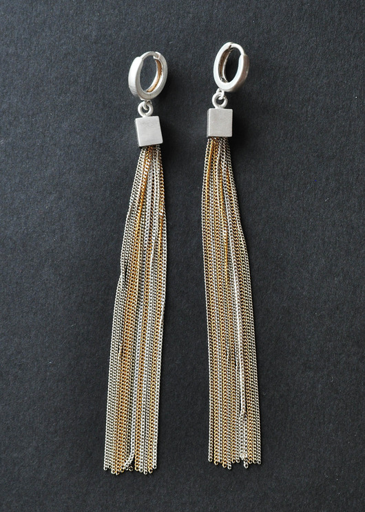 kolczyki miotełki srebrno-złote JankowskaJewellery