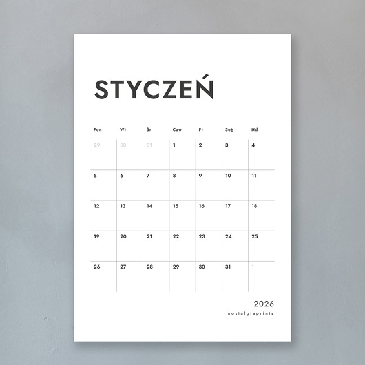 kalendarze i plannery Karty kalendarza 2026 A3 PL - zestaw