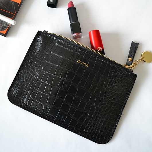 kosmetyczki Skórzana kosmetyczka z inicjałami