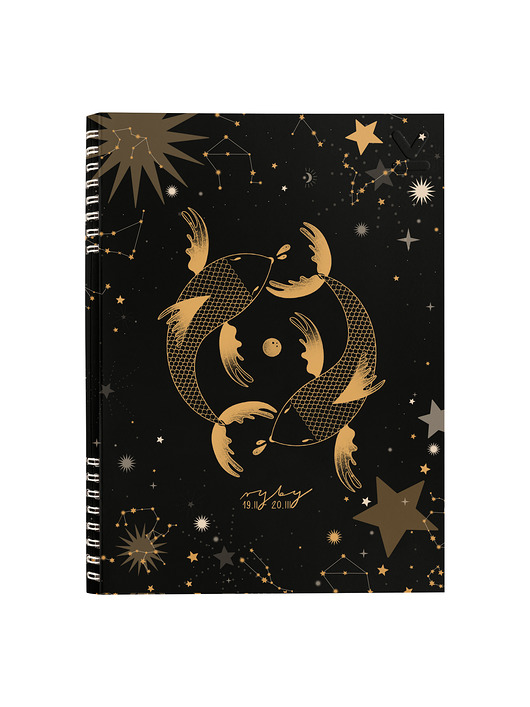 kalendarze i plannery NOTES ZODIAKI RYBY B5  160 stron  SZARE KRATKI