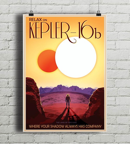 Planeta Kepler 16b - vintage plakat minimalmill